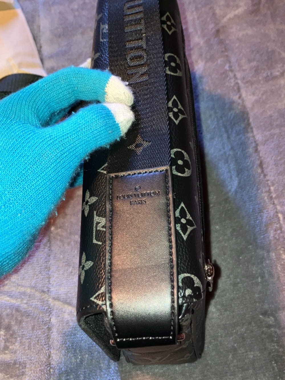 Louis Vuitton Monogram Eclipse Compact Crossbody Wallet - Black and Gray - Picture 3 of 6